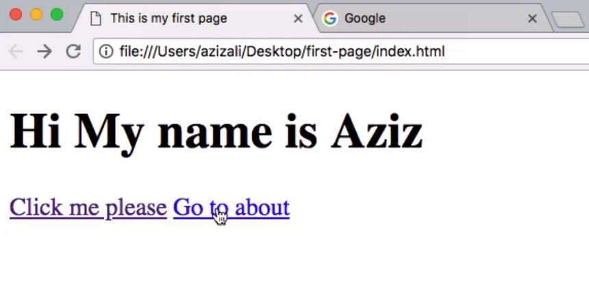 Internally linking pages with the <a> element