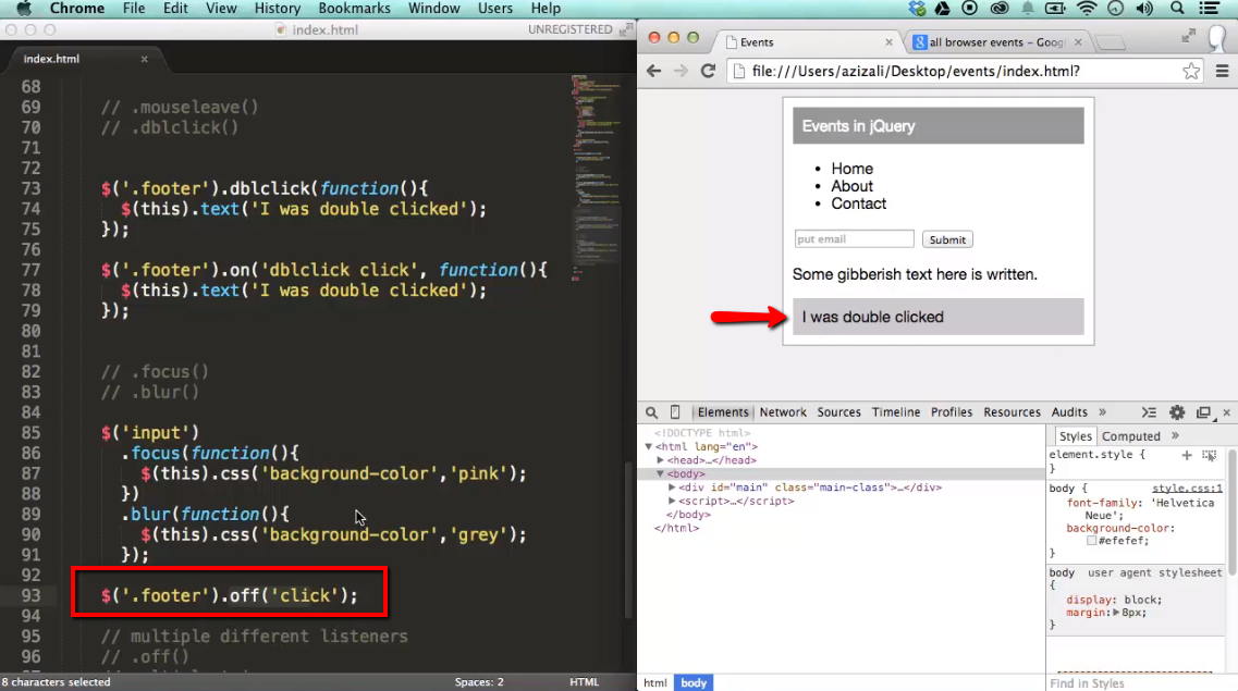 Events with jQuery iLoveCoding