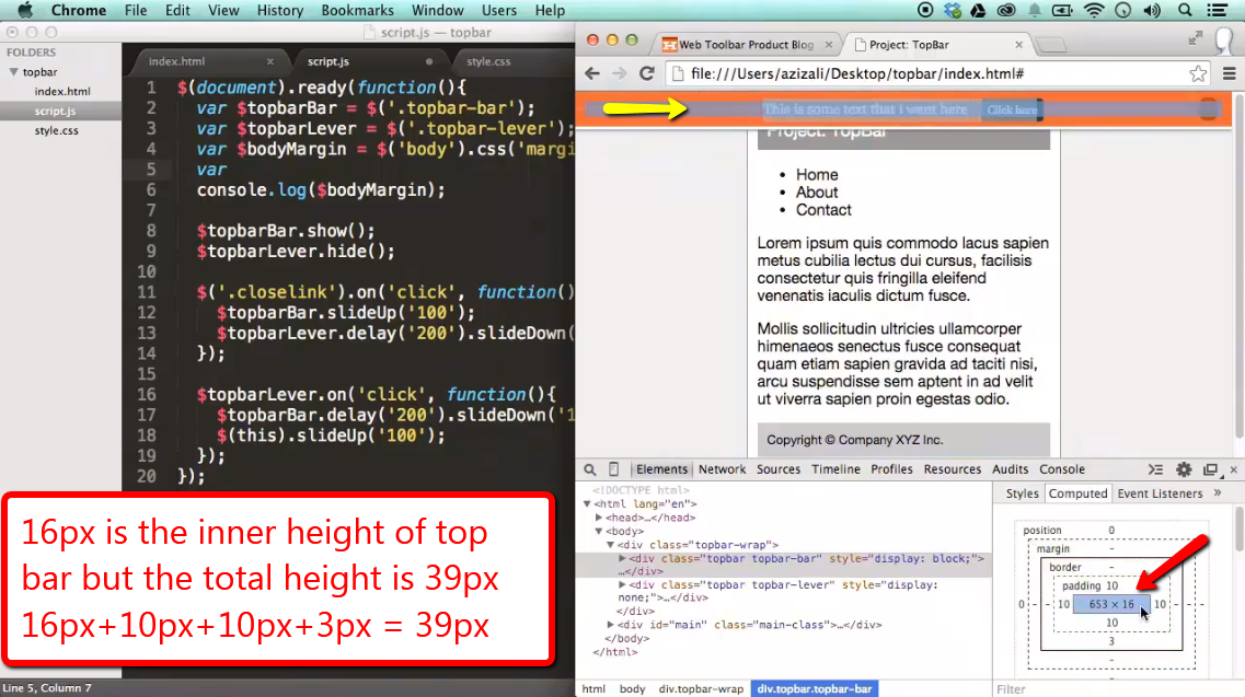 Project Create A Top Bar Widget With Jquery Ilovecoding